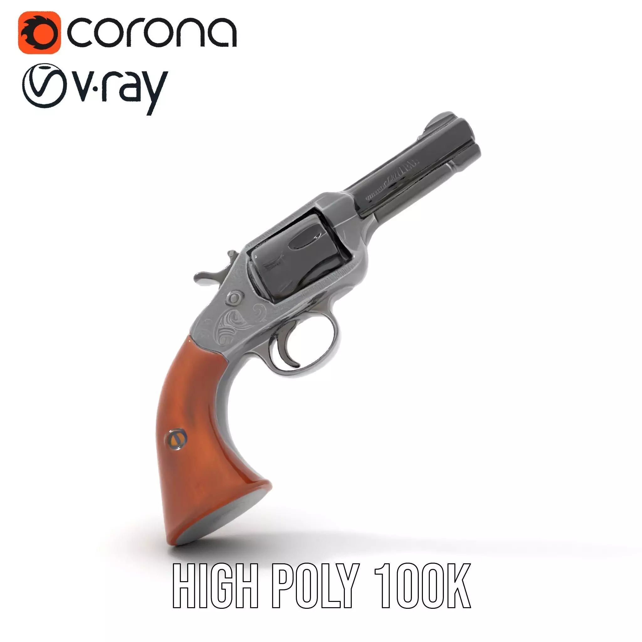 Classic Revolver Steel model pack Low-poly 3D model_20