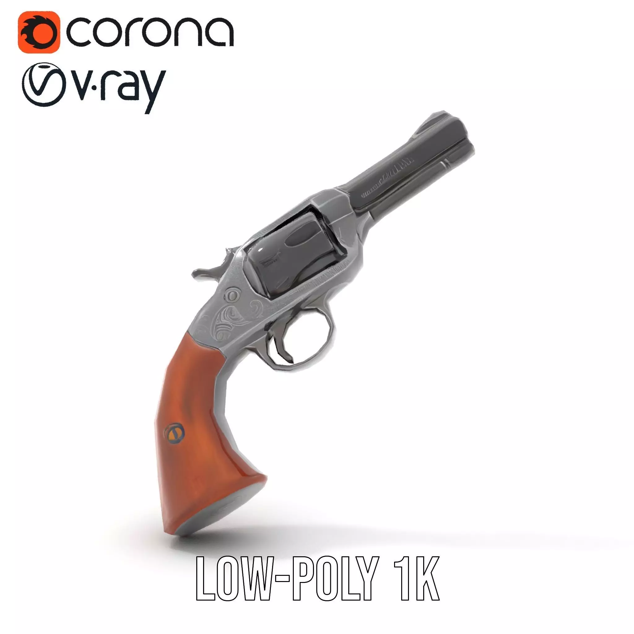 Classic Revolver Steel model pack Low-poly 3D model_14