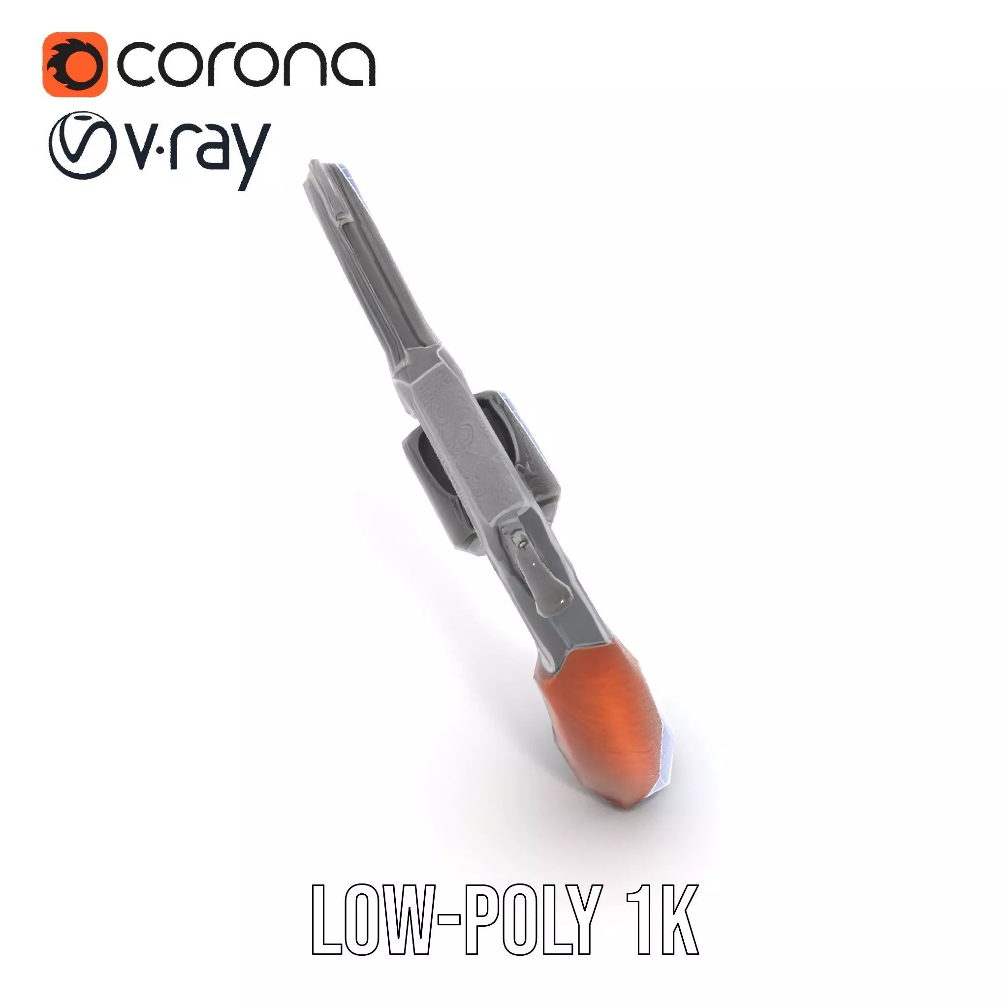 Classic Revolver Steel model pack Low-poly 3D model_25