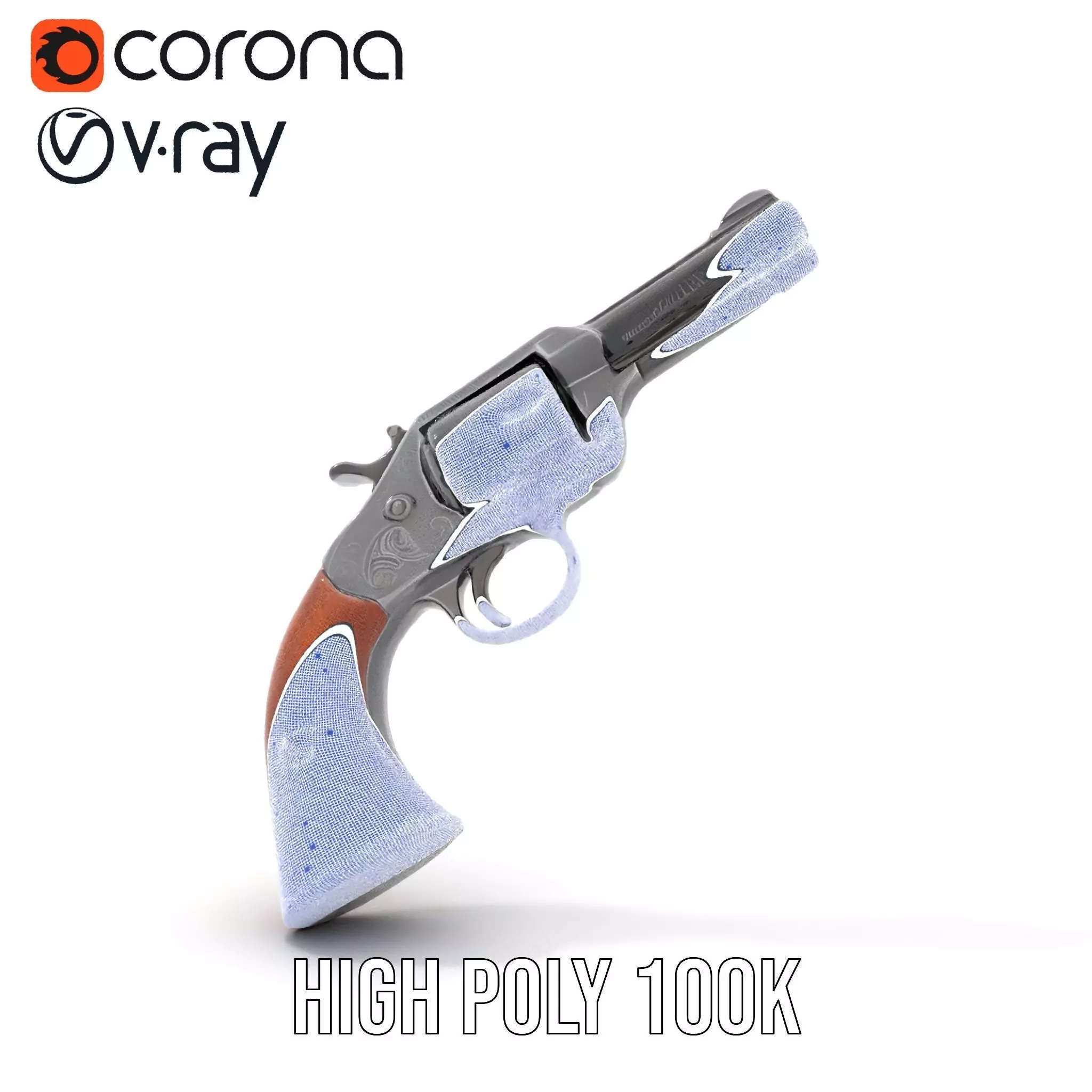 Classic Revolver Steel model pack Low-poly 3D model_32