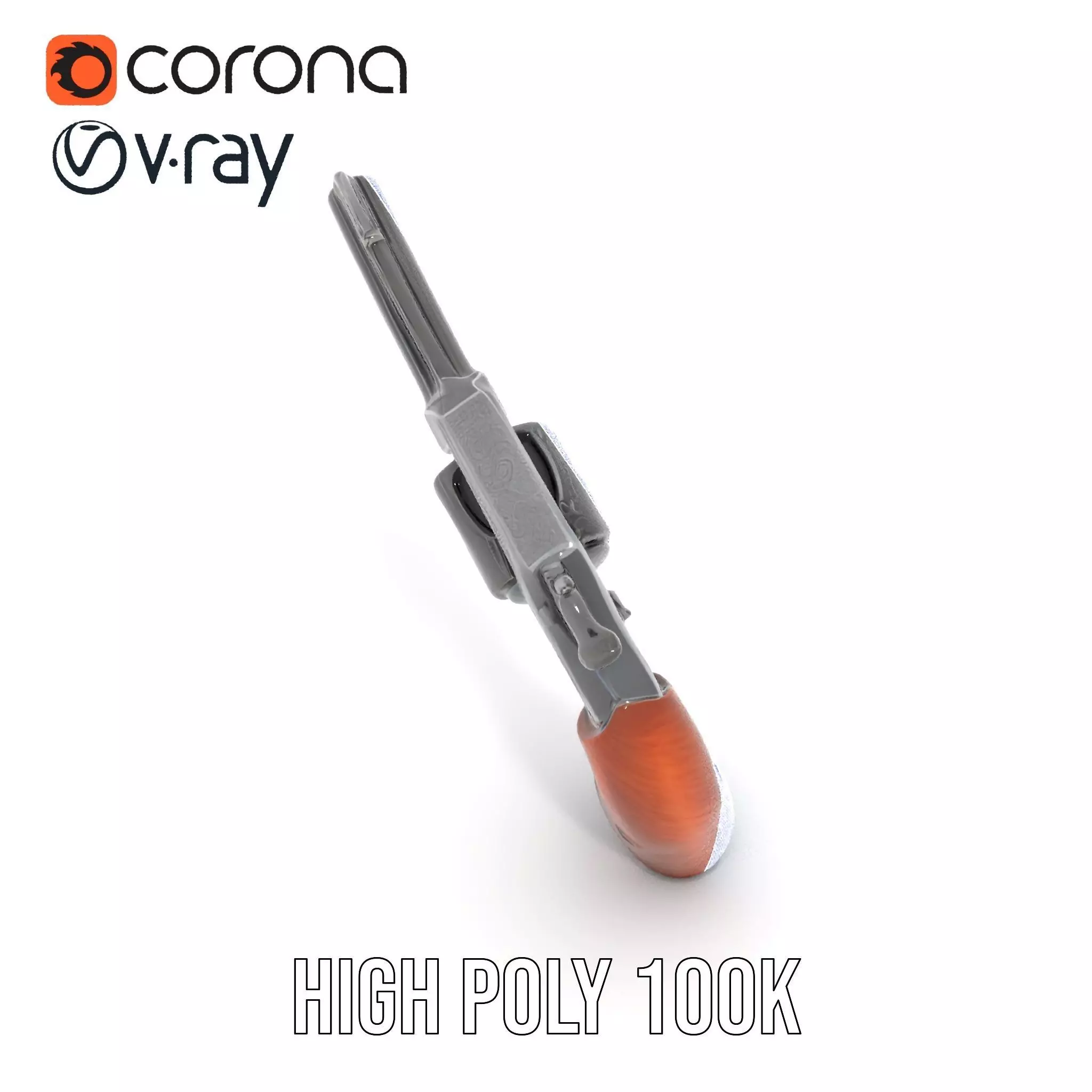 Classic Revolver Steel model pack Low-poly 3D model_23