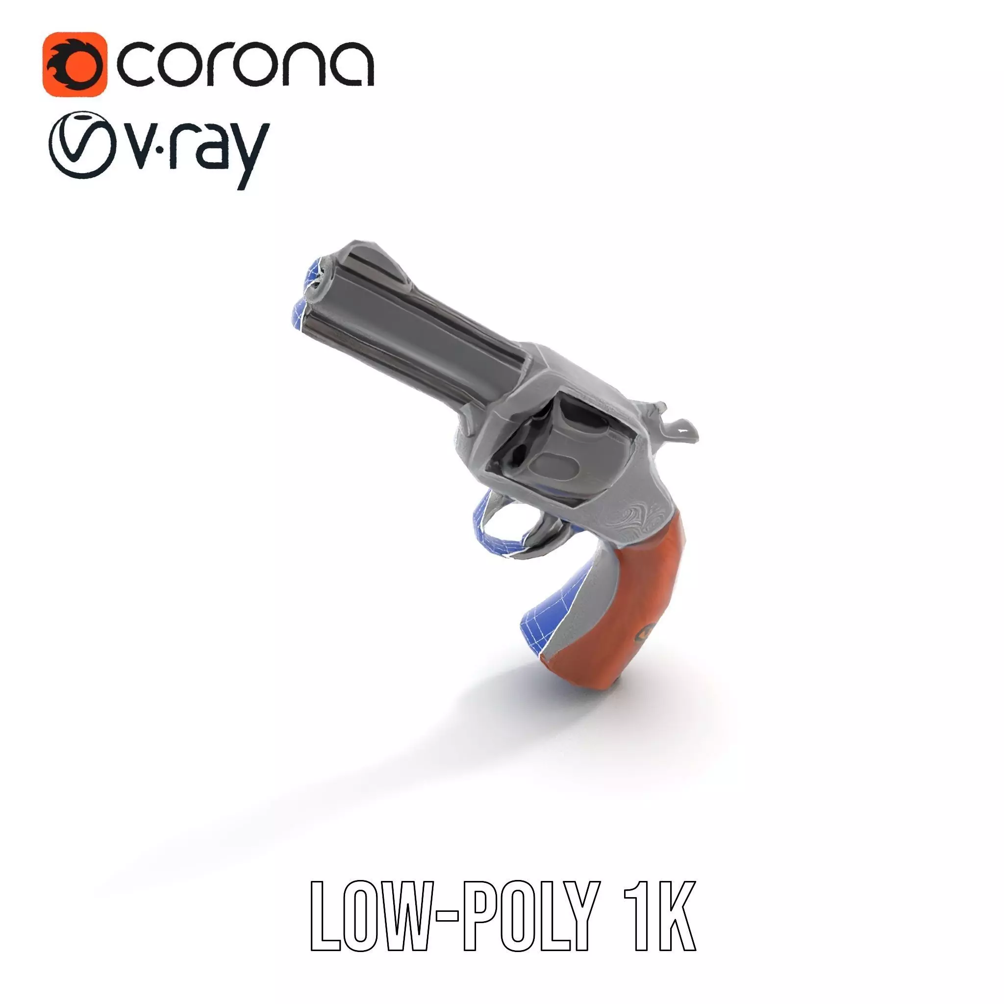 Classic Revolver Steel model pack Low-poly 3D model_22