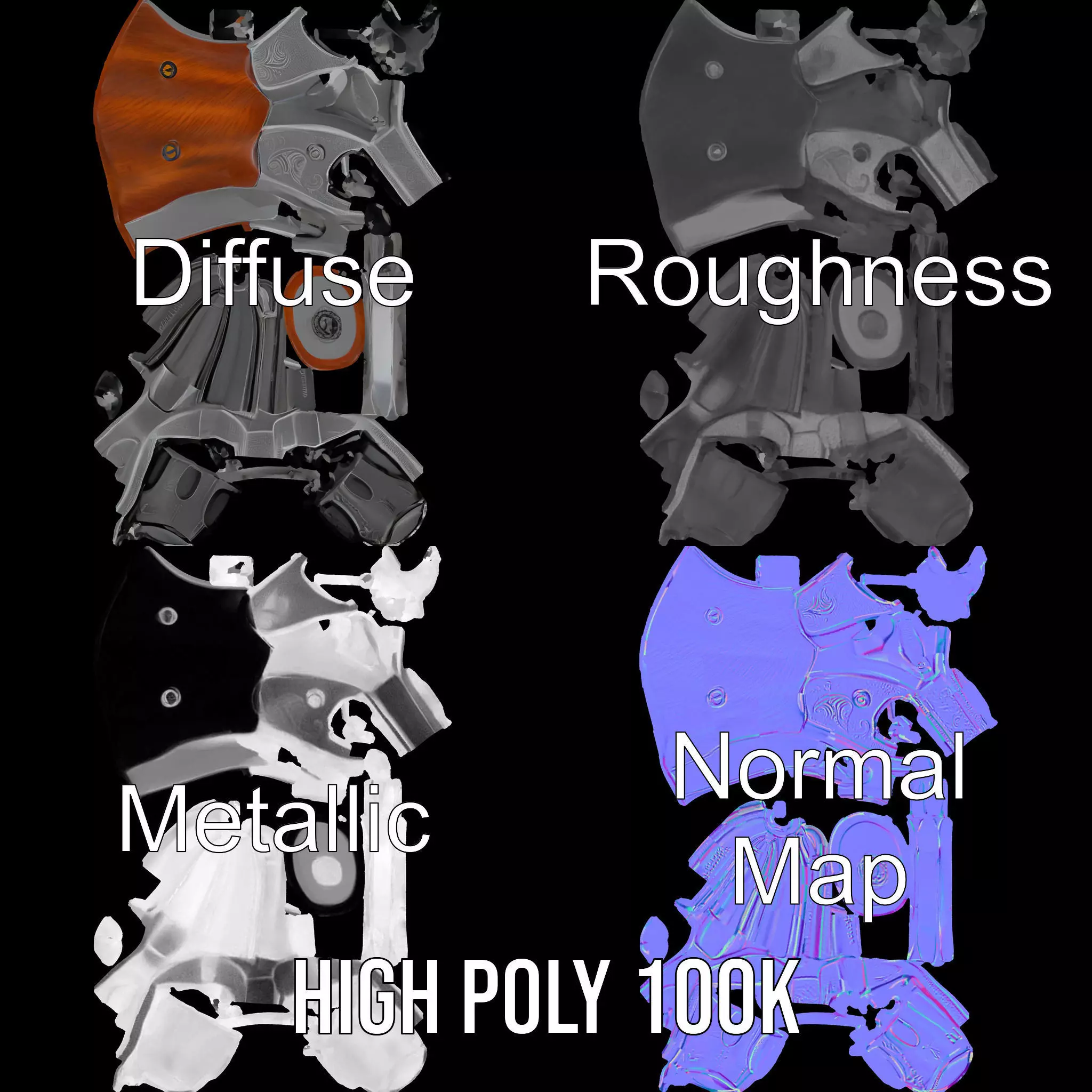 Classic Revolver Steel model pack Low-poly 3D model_3