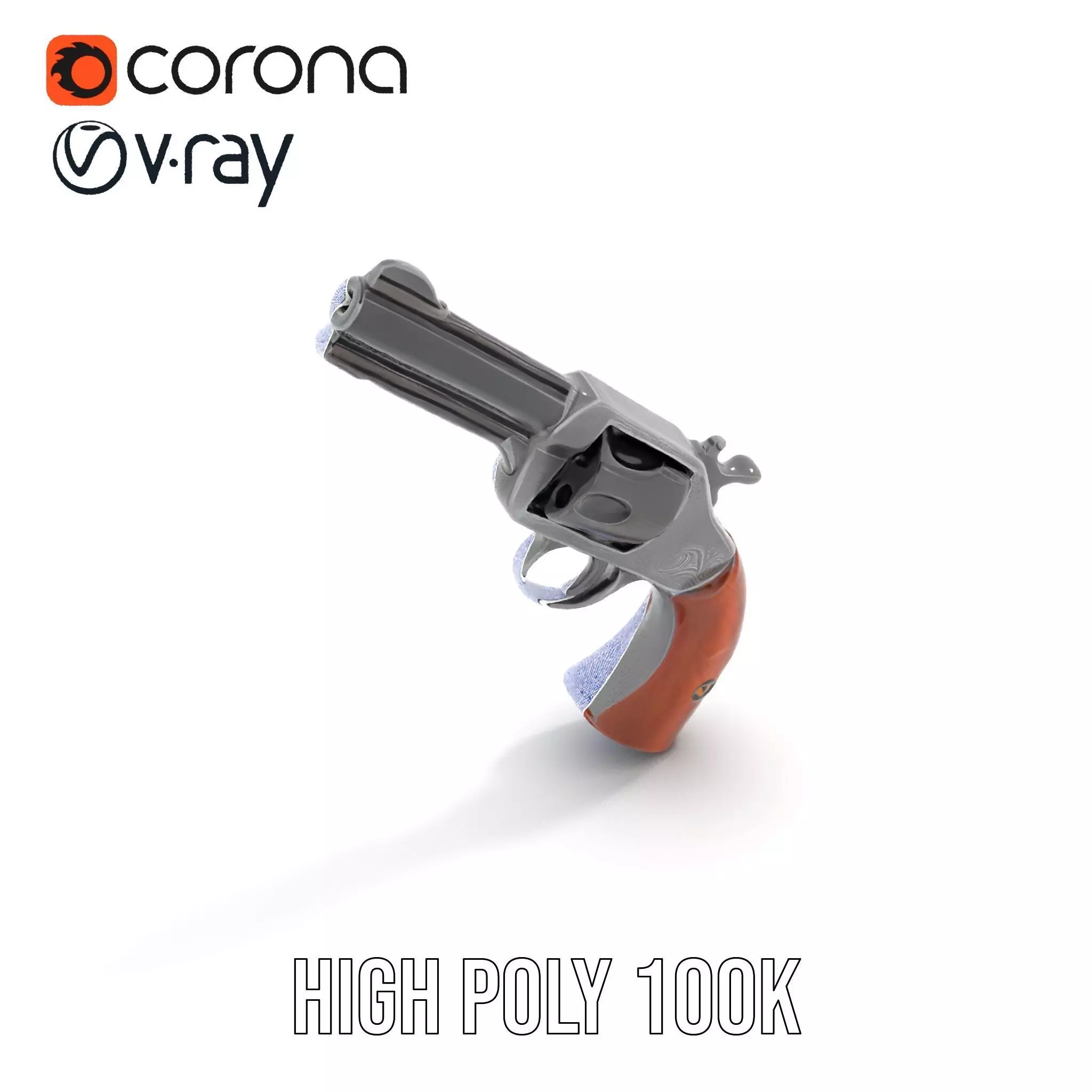 Classic Revolver Steel model pack Low-poly 3D model_34