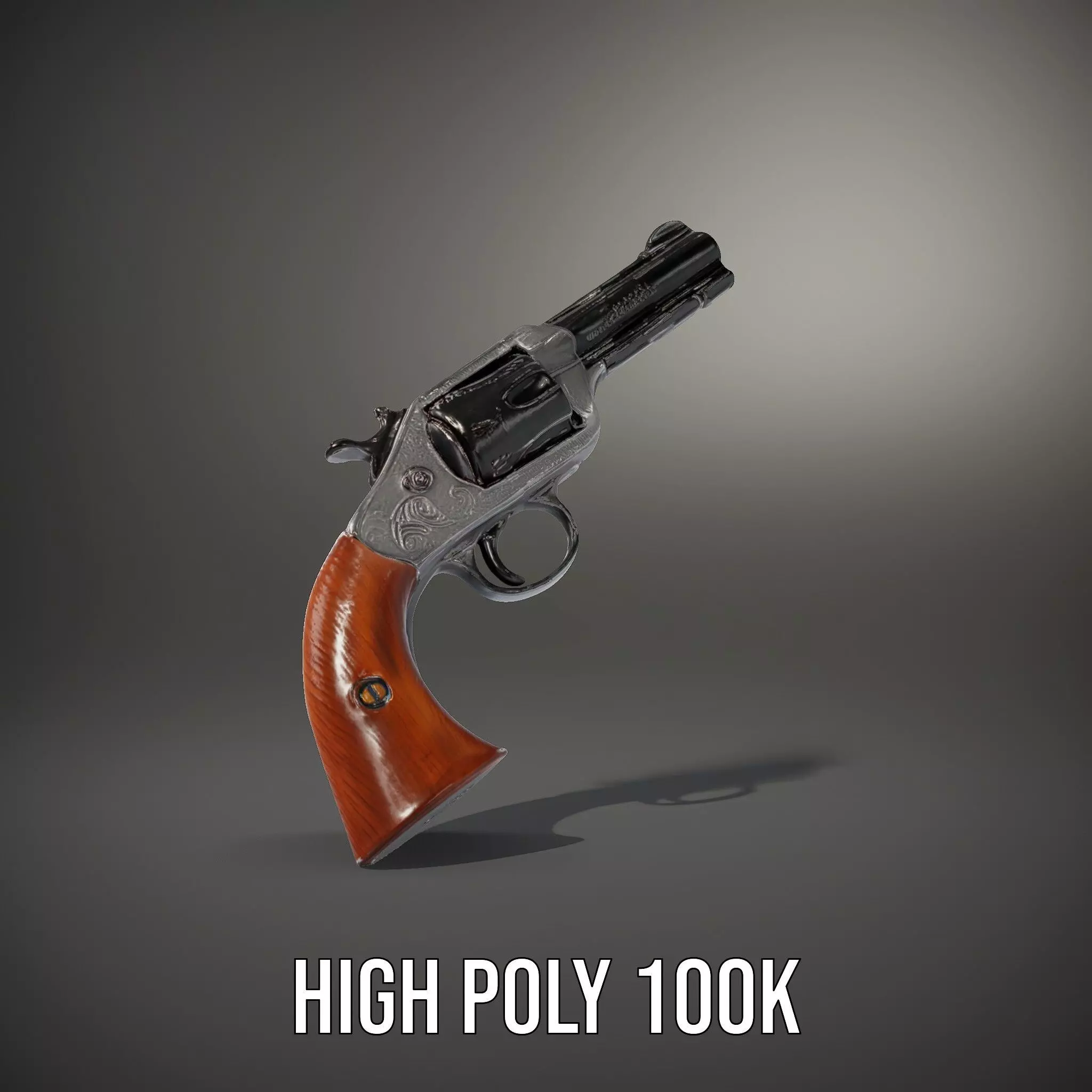 Classic Revolver Steel model pack Low-poly 3D model_8