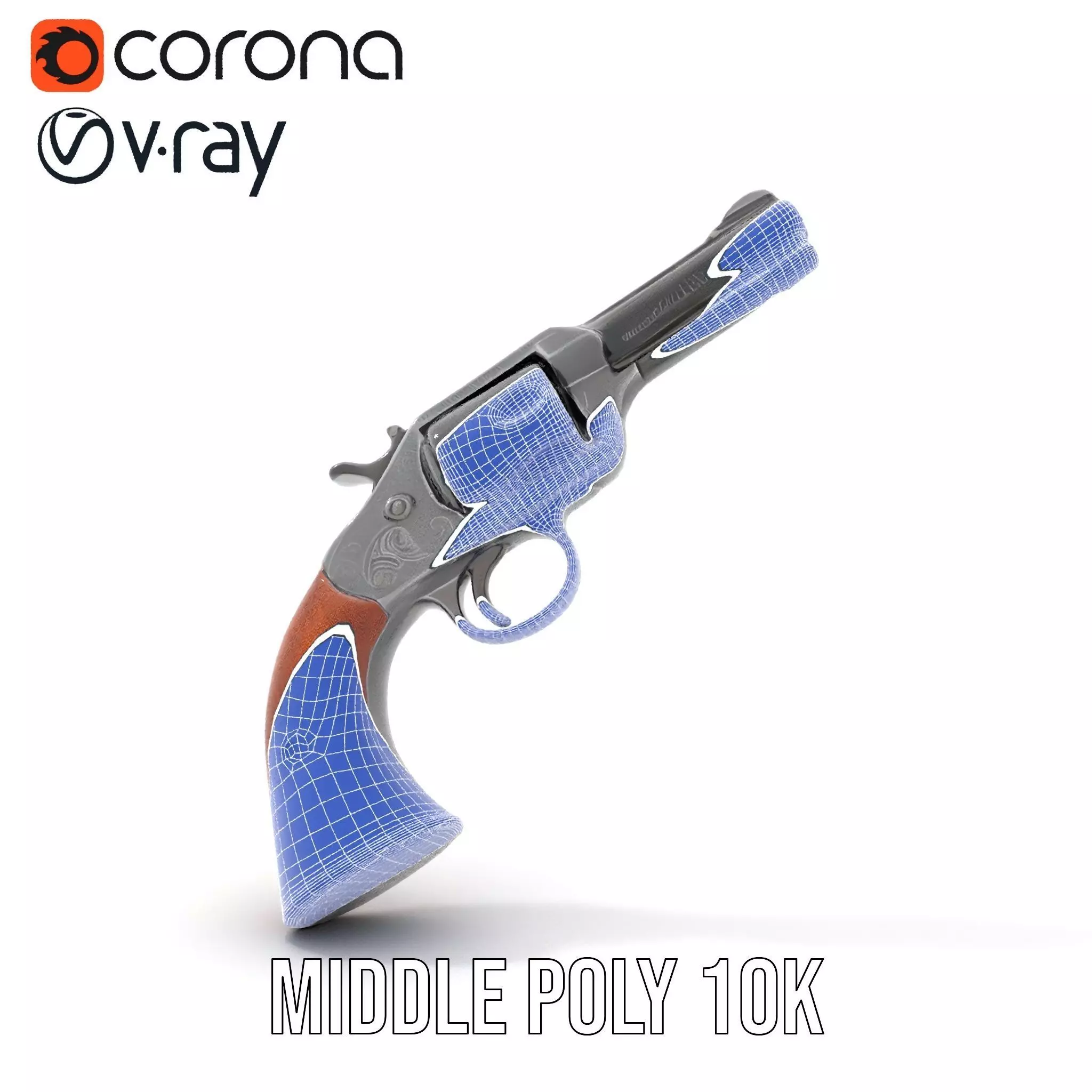 Classic Revolver Steel model pack Low-poly 3D model_24