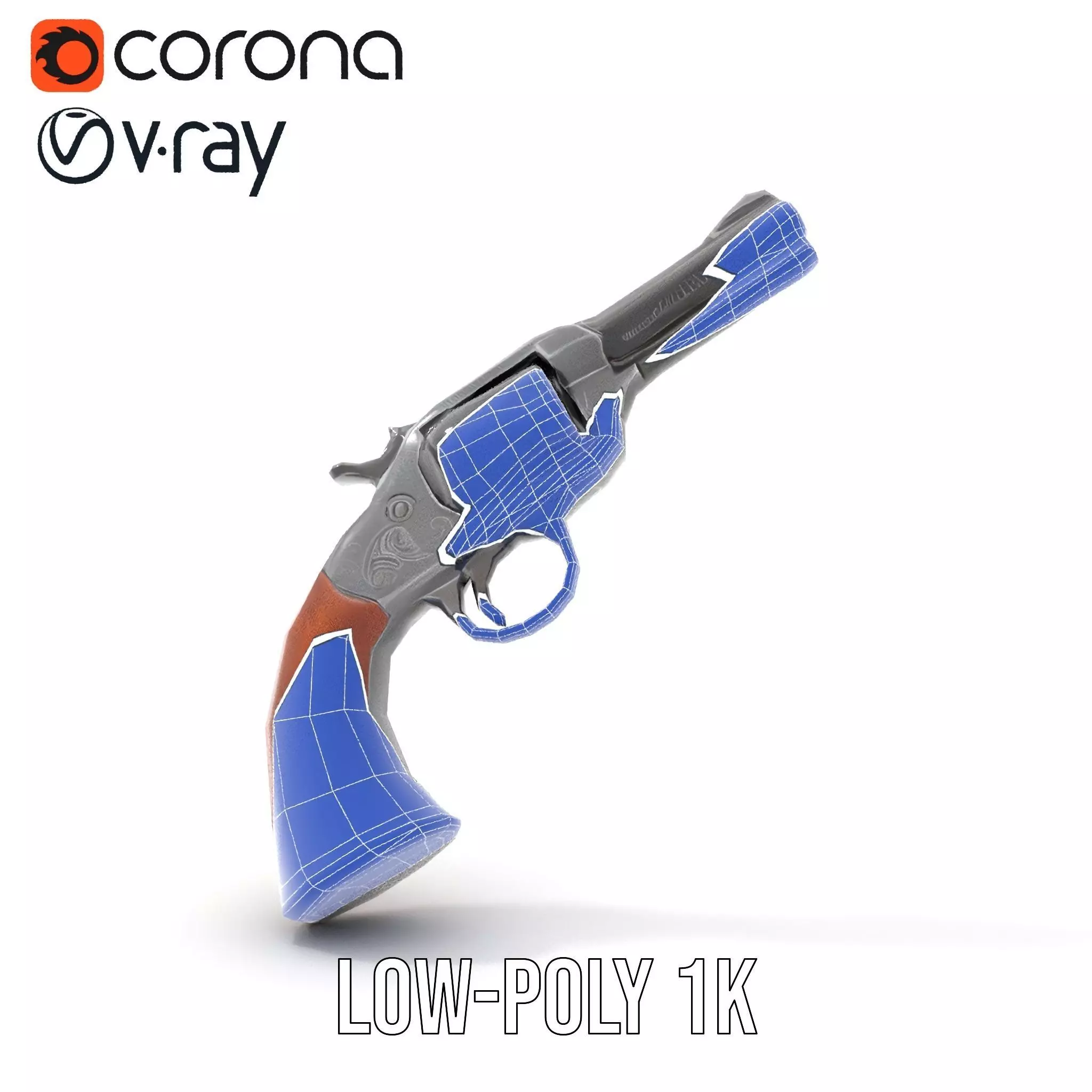 Classic Revolver Steel model pack Low-poly 3D model_12