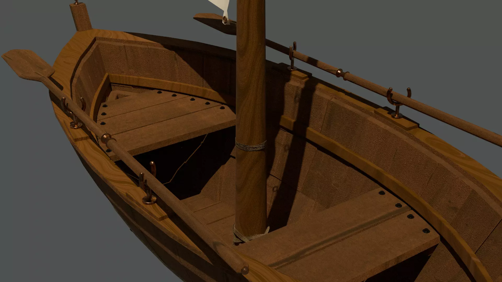 Row boat with Sail Low-poly 3D model_3