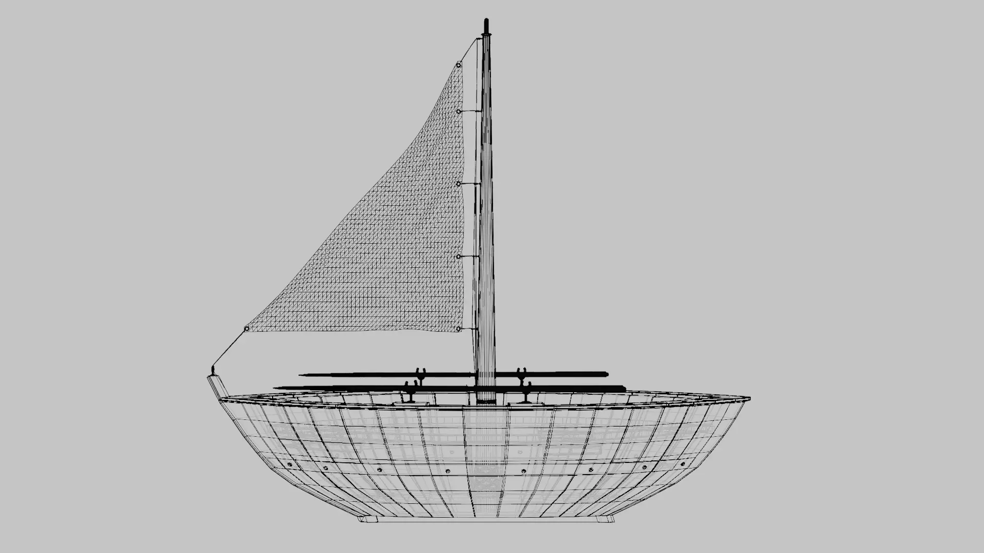 Row boat with Sail Low-poly 3D model_7