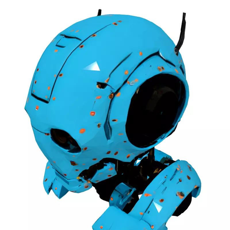 Blue SciFi Robot Head Low-poly 3D model_2