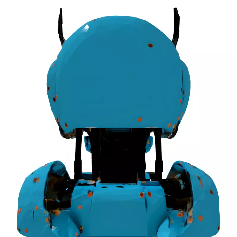 Blue SciFi Robot Head Low-poly 3D model_7