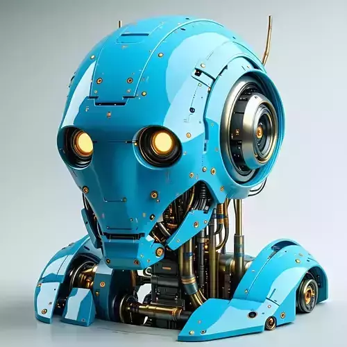 Blue SciFi Robot Head Low-poly 3D model Blue SciFi Robot Head Low-poly 3D model