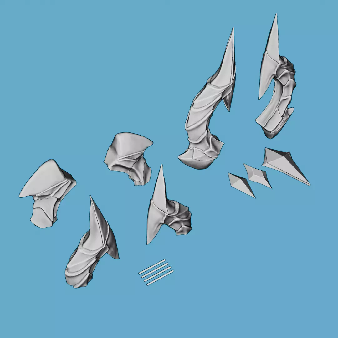 Genshin Durin Horns and Hair Accessories 3D print model_5