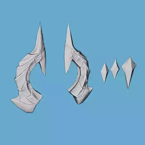 Genshin Durin Horns and Hair Accessories 3D print model