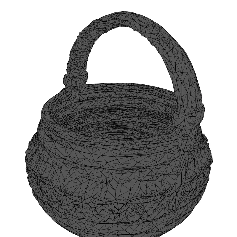 Woven Basket with Handle and Decoration Low-poly 3D model_9