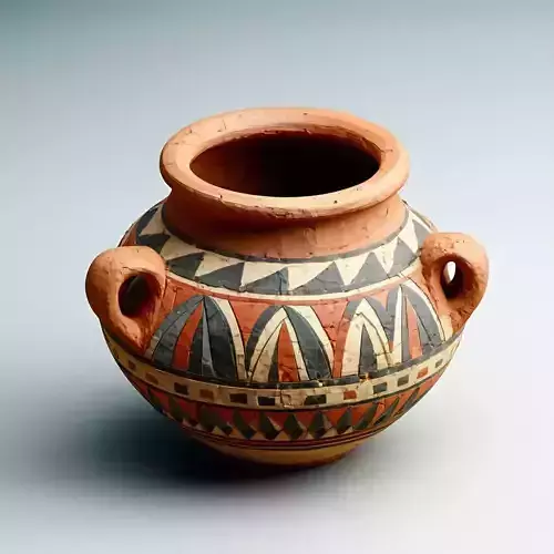 Ancient Clay Pot with Tribal Design