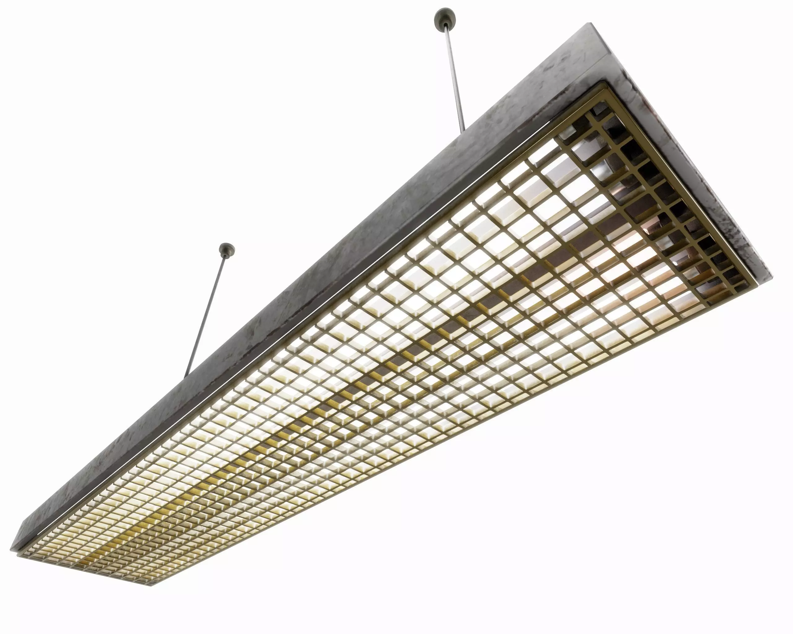 vintage fluorescent Ceiling Lamp Low-poly 3D model_2