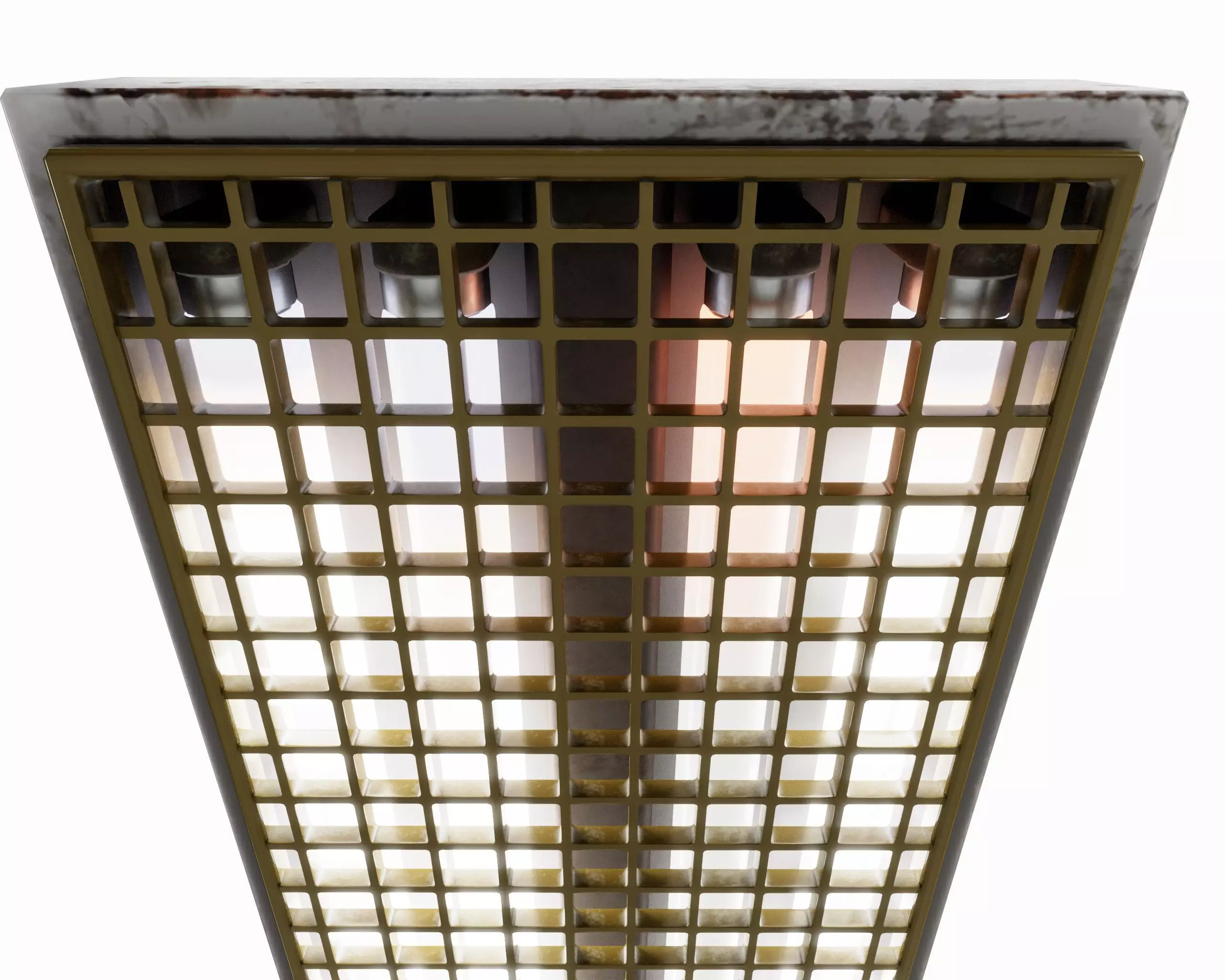 vintage fluorescent Ceiling Lamp Low-poly 3D model_6