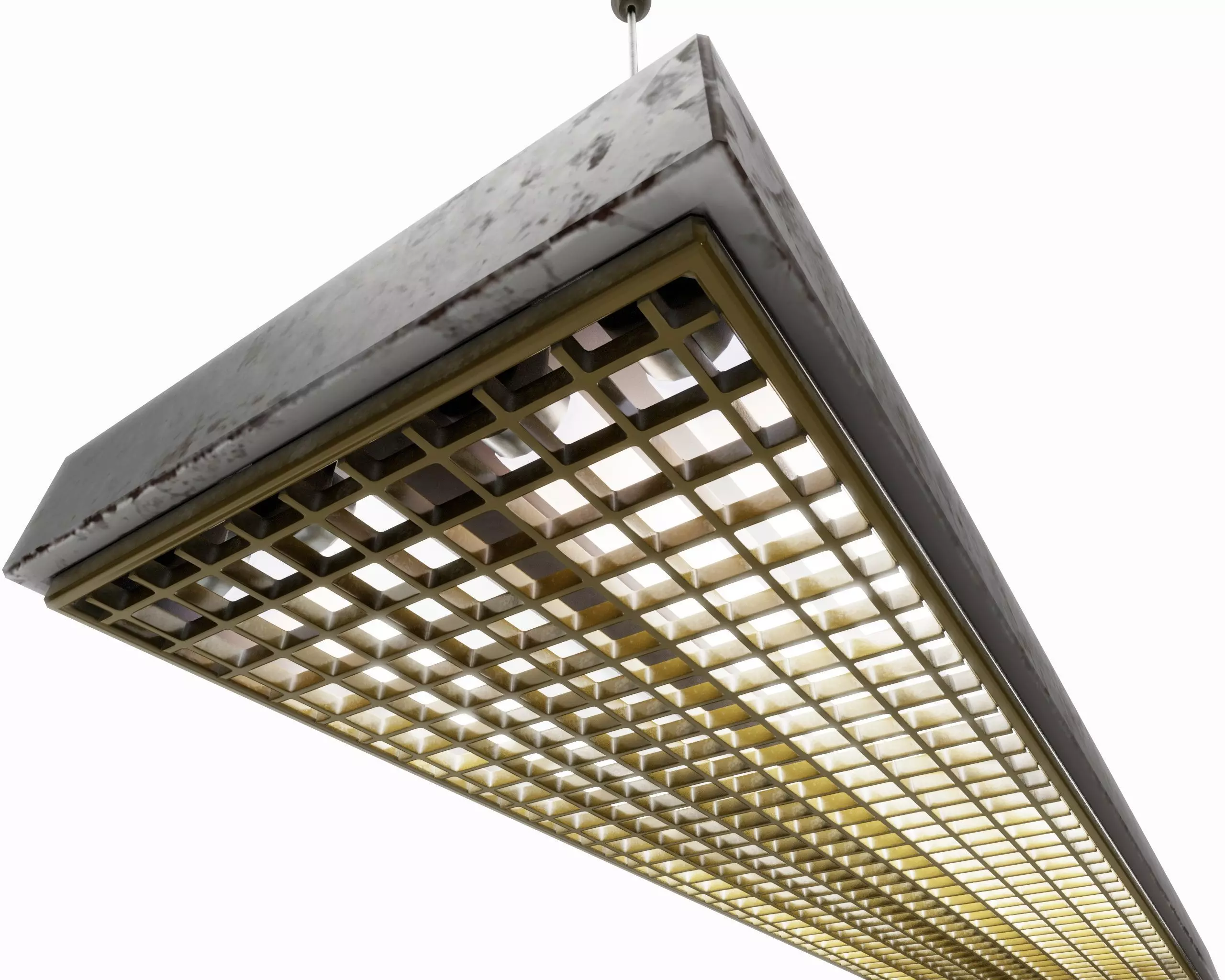 vintage fluorescent Ceiling Lamp Low-poly 3D model_4