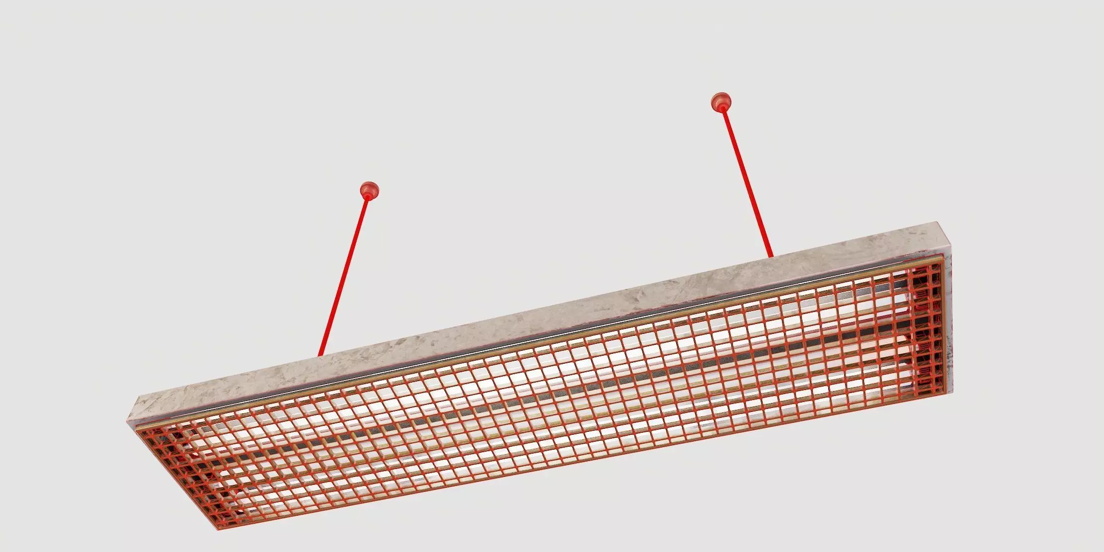 vintage fluorescent Ceiling Lamp Low-poly 3D model_31