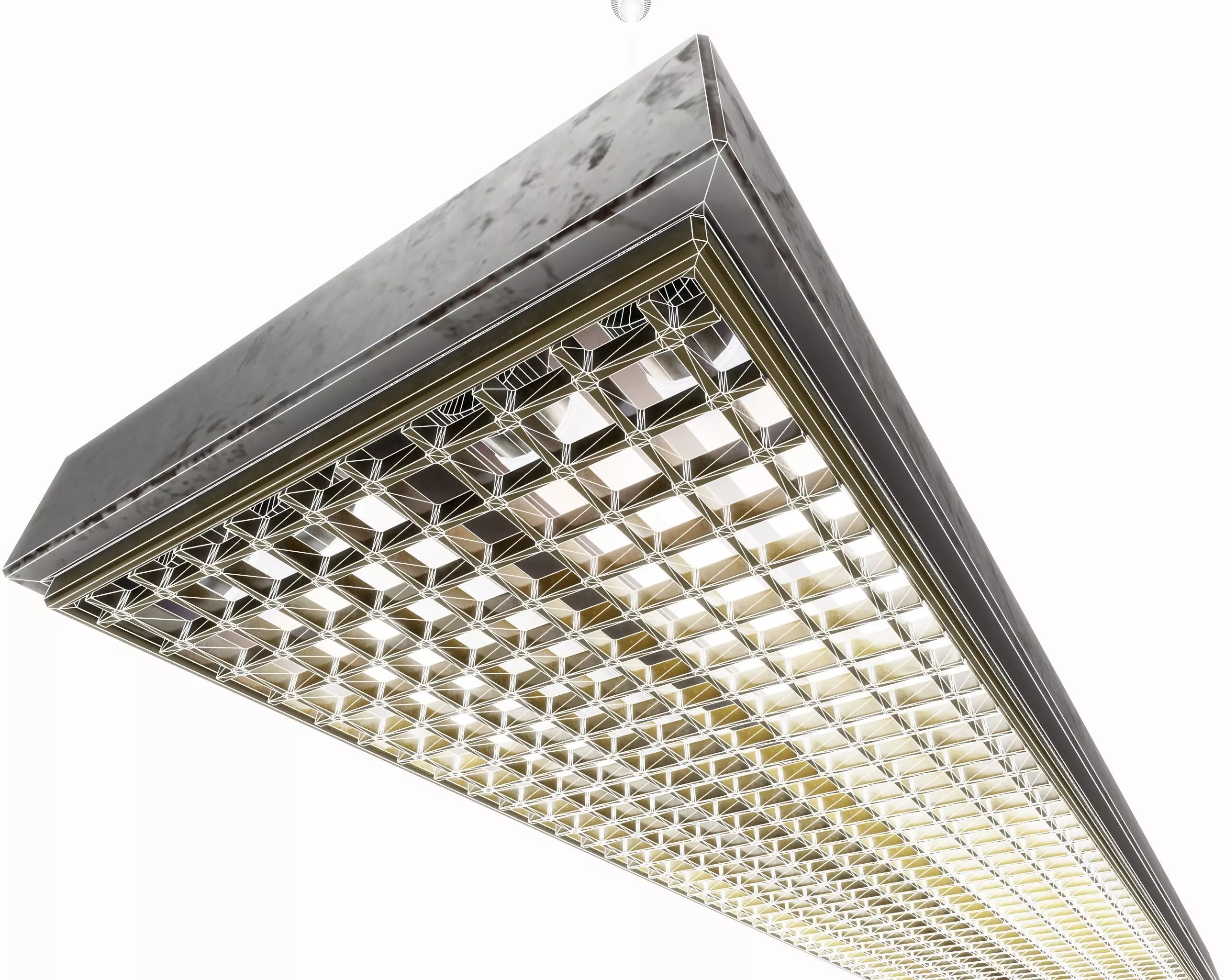 vintage fluorescent Ceiling Lamp Low-poly 3D model_5