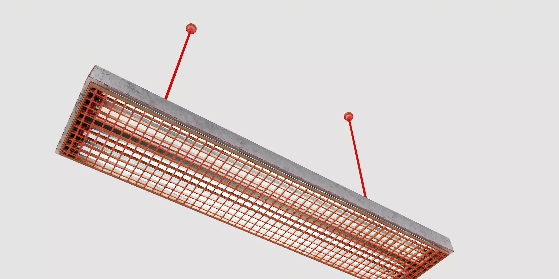 vintage fluorescent Ceiling Lamp Low-poly 3D model_51