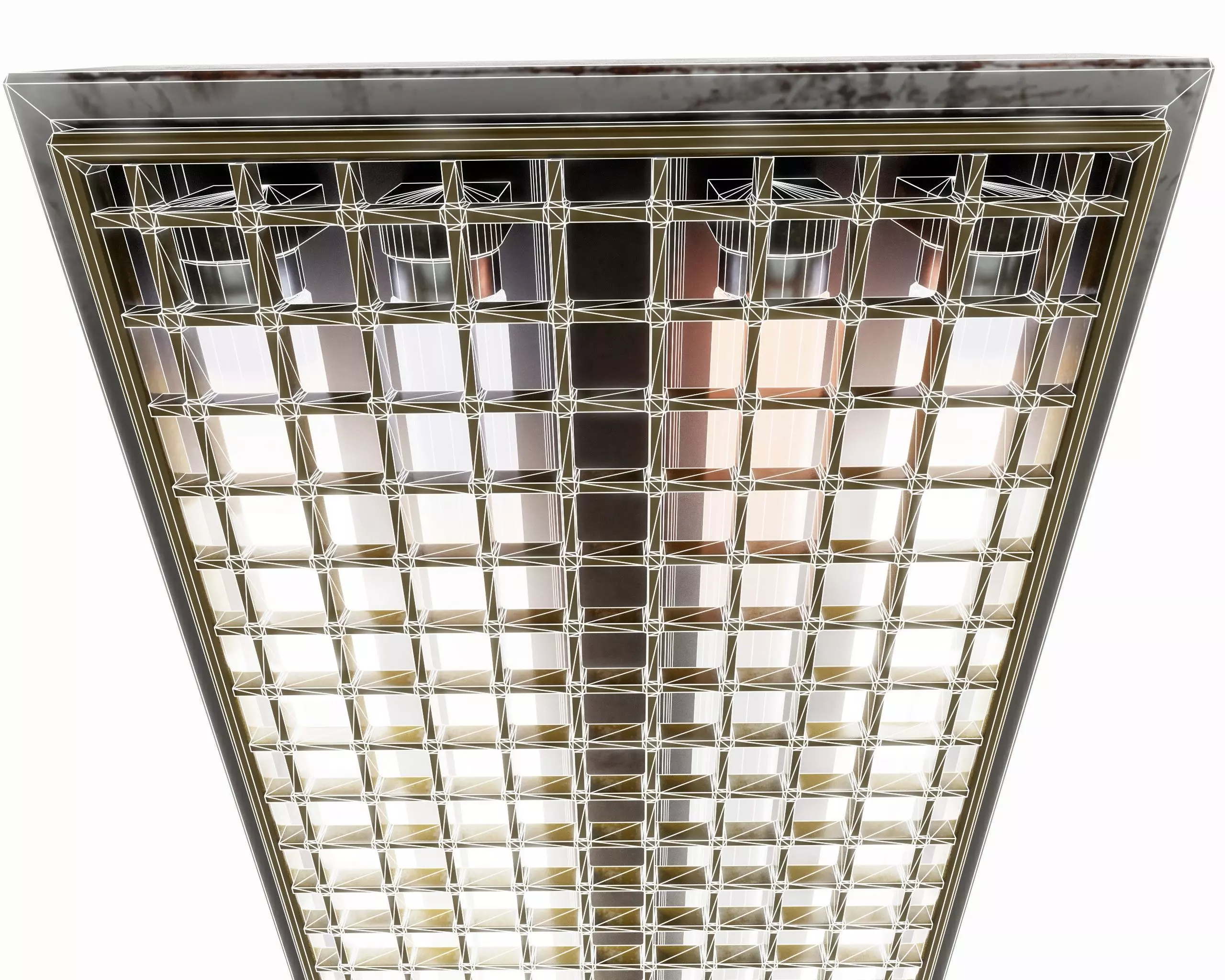 vintage fluorescent Ceiling Lamp Low-poly 3D model_7