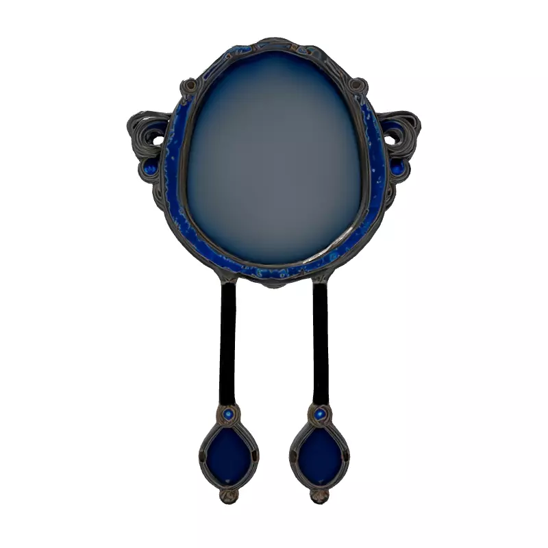 Ornate Silver Brooch with Blue Gems Low-poly 3D model_7