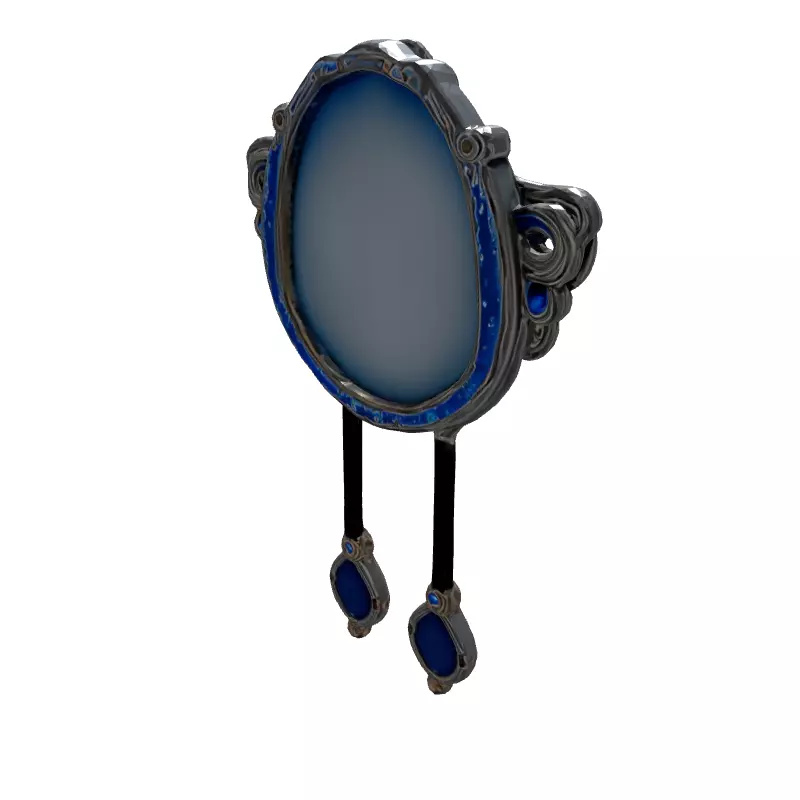 Ornate Silver Brooch with Blue Gems Low-poly 3D model_6