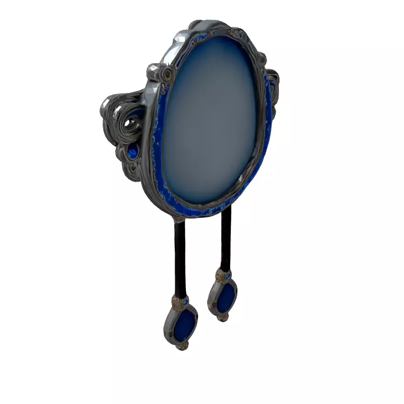 Ornate Silver Brooch with Blue Gems Low-poly 3D model_5