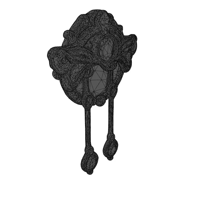 Ornate Silver Brooch with Blue Gems Low-poly 3D model_1