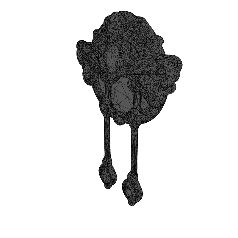 Ornate Silver Brooch with Blue Gems Low-poly 3D model_9