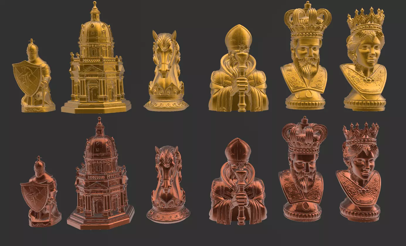 AJEDREZ PLATA Y ORO 3D print model_1