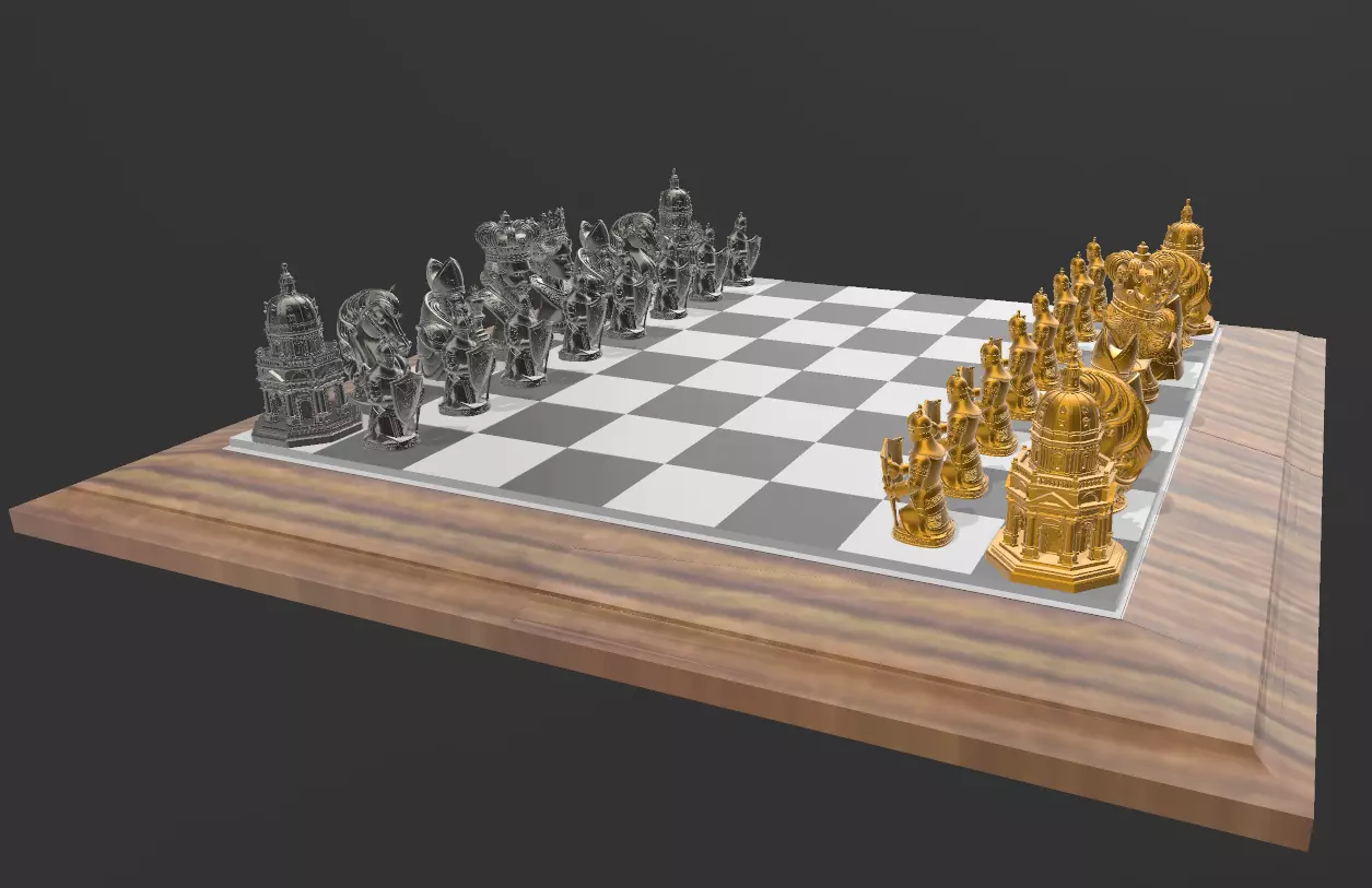 AJEDREZ PLATA Y ORO 3D print model_0