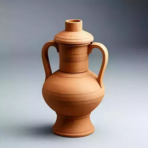LowPoly Terracotta Amphora with Lid