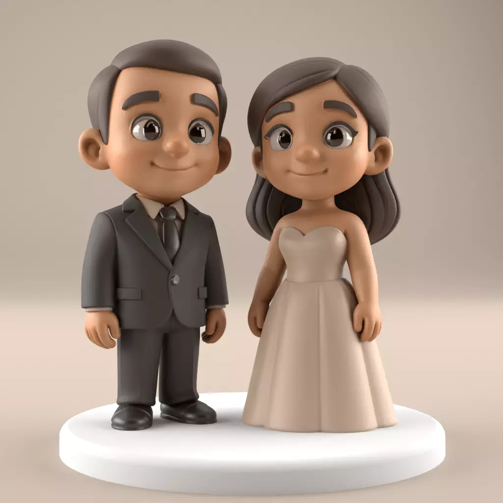 Cute Wedding Couple STL Model 3D print model