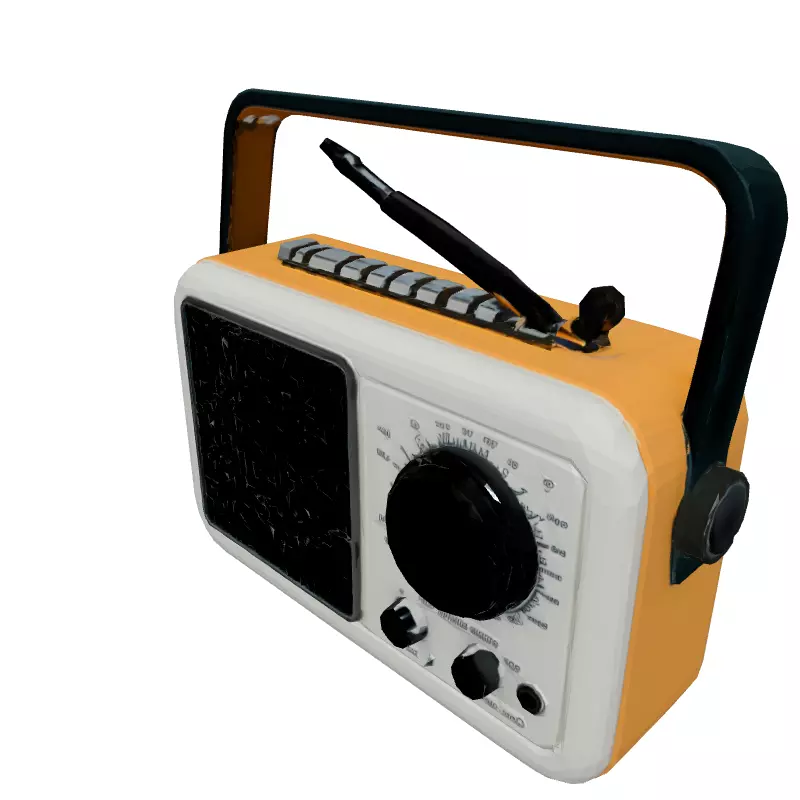 Retro Portable Transistor Radio 3D Model Low-poly 3D model_2