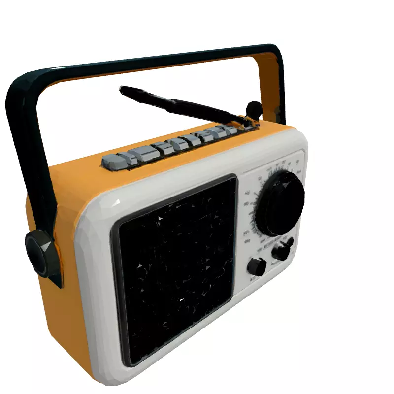 Retro Portable Transistor Radio 3D Model Low-poly 3D model_3