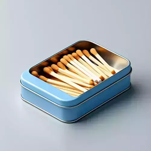 Realistic Matchbox with Matches 3D Model Low-poly 3D model