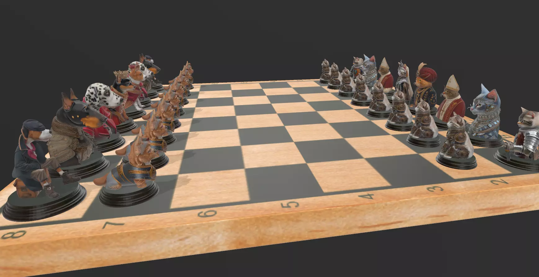 AJEDREZ PERROS Y GATOS 3D print model_1
