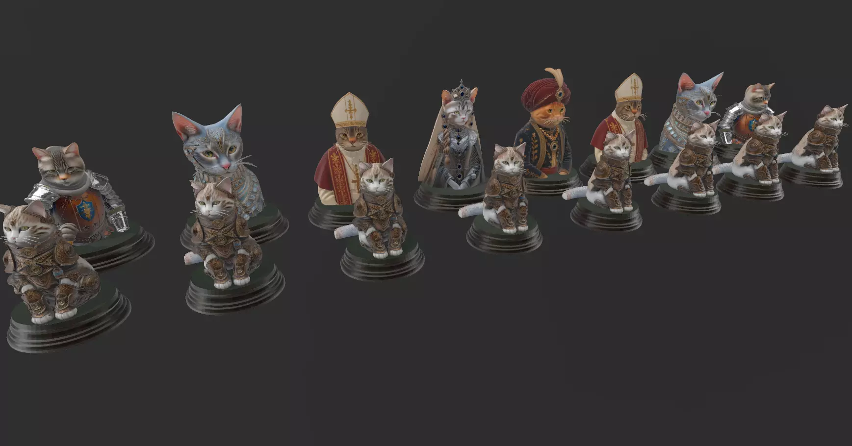 AJEDREZ PERROS Y GATOS 3D print model_4