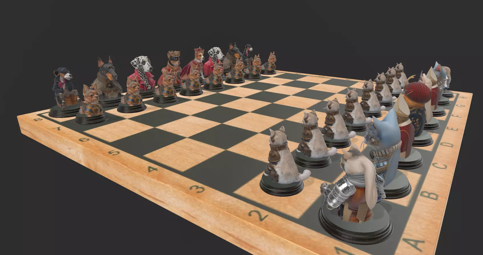 AJEDREZ PERROS Y GATOS 3D print model_2