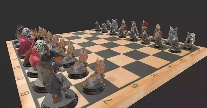 AJEDREZ PERROS Y GATOS 3D print model AJEDREZ PERROS Y GATOS 3D print model