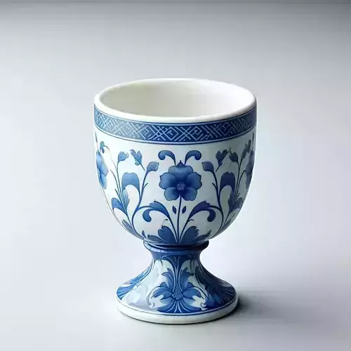 Antique Blue and White Porcelain Goblet