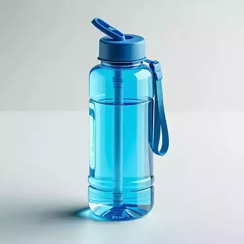 Realistic Blue Water Bottle 3D Model