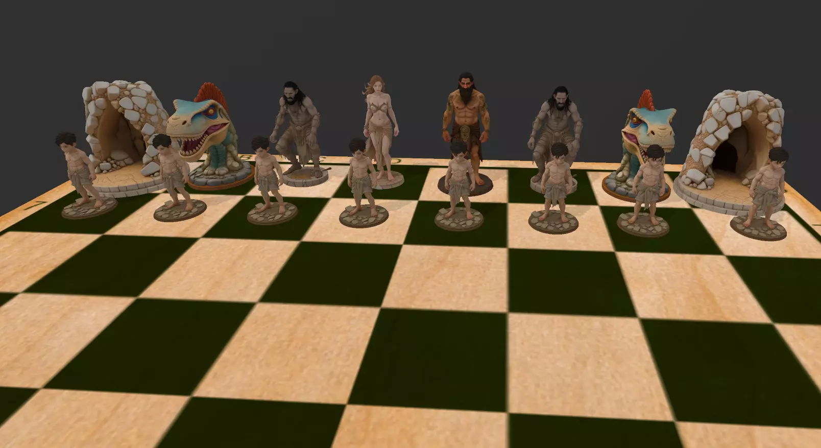 AJEDREZ EDAD DE PIEDRA 3D print model_2