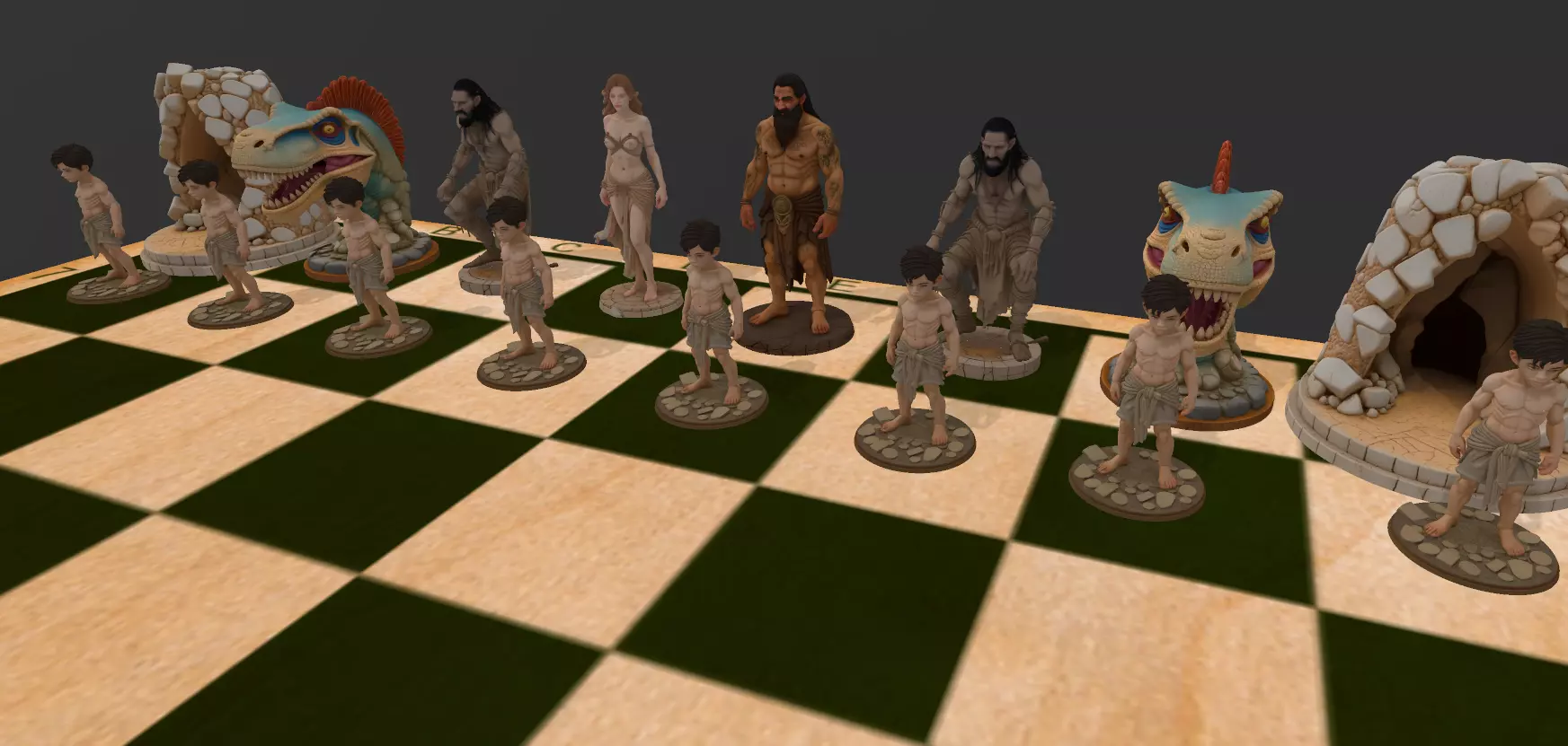 AJEDREZ EDAD DE PIEDRA 3D print model_1