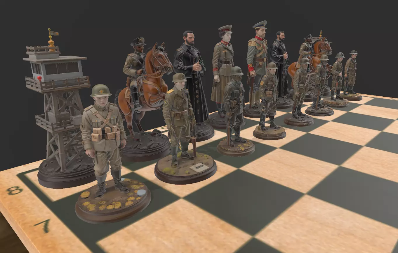 AJEDREZ PRIMERA GUERRA MUNDIAL 3D print model_8