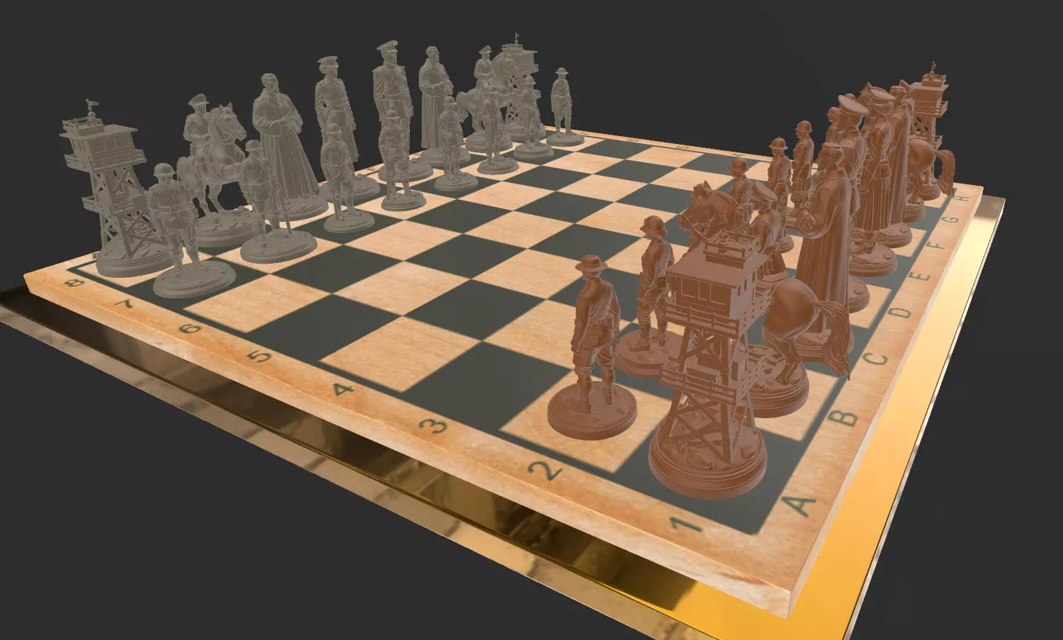 AJEDREZ PRIMERA GUERRA MUNDIAL 3D print model_1