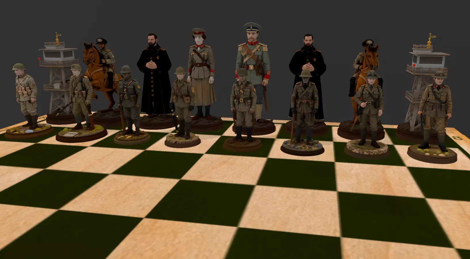 AJEDREZ PRIMERA GUERRA MUNDIAL 3D print model_3
